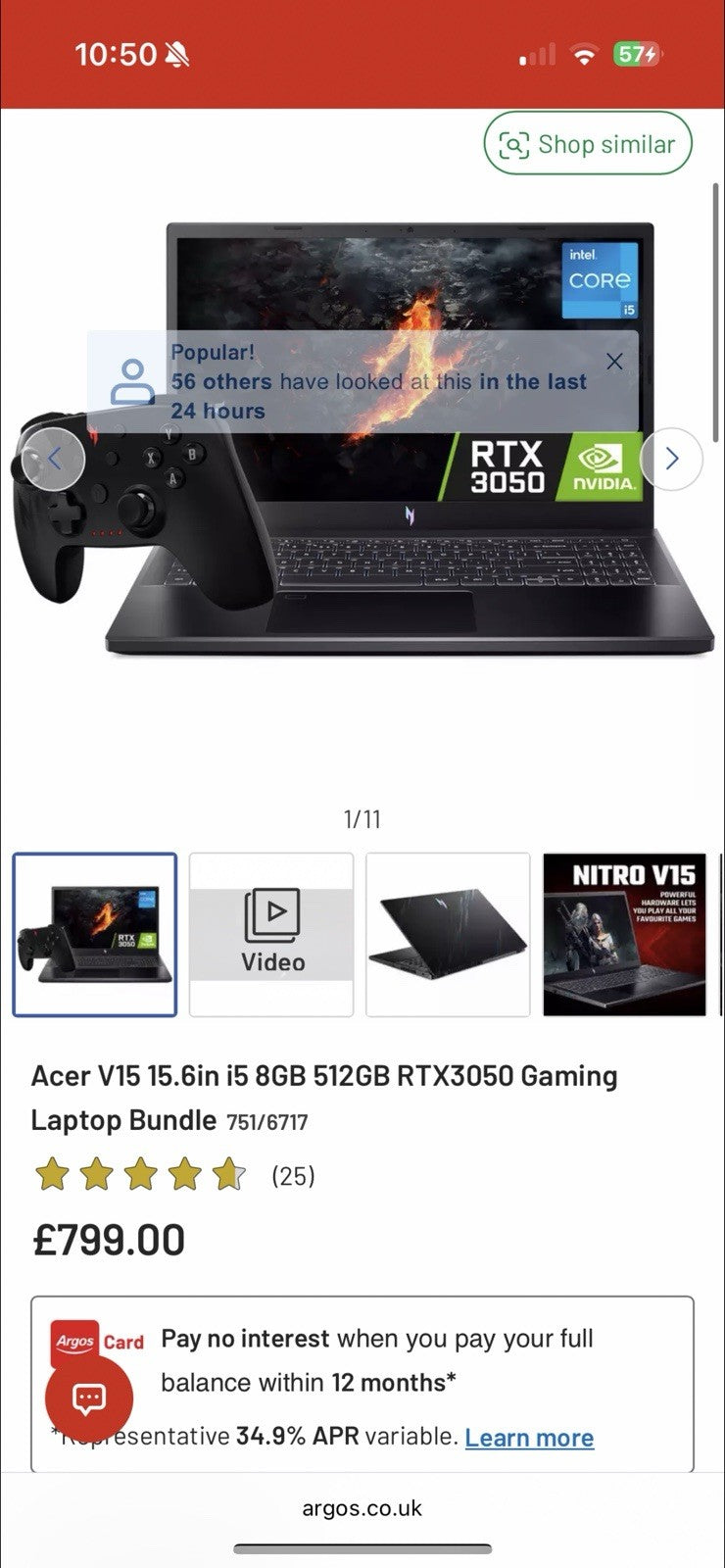 Acer Nitro 5 15 165Hz Gaming Laptop (C227) i5 13th Gen 8GB 512GB RTX 3050 + Pad