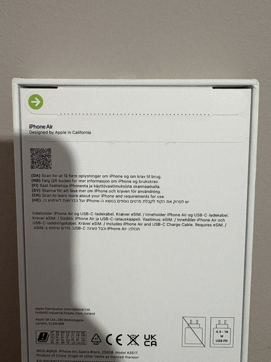 Apple iPhone Air 6.5'' 5G 256GB (PP148) Unlocked Space Black New Sealed