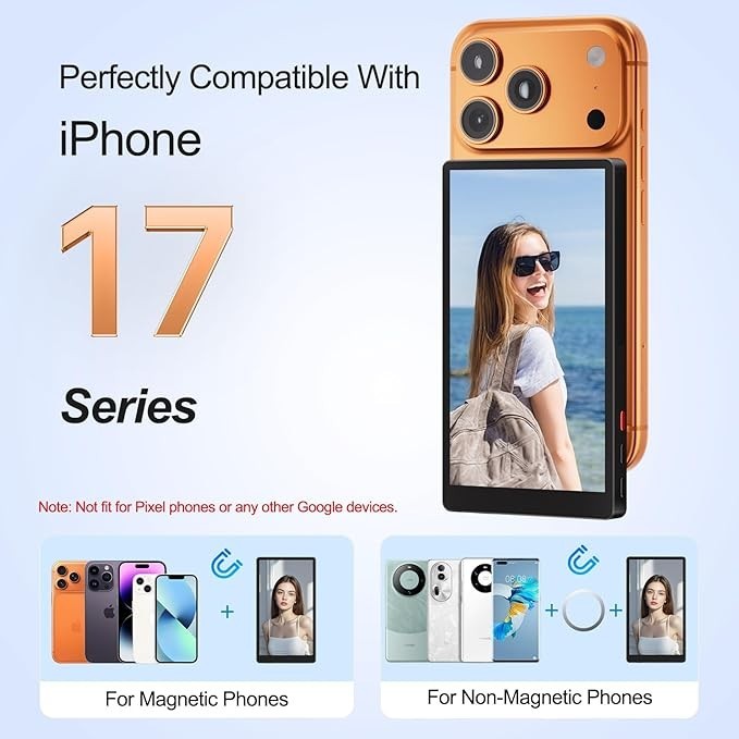 MAGEX M5 5” Slim Phone Vlog Selfie Monitor Screen for iPhone & Android Magnetic