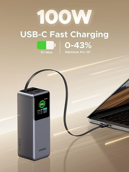 Ugreen nexode 20000 mah 165w Power Bank Retractable Cable New Sealed
