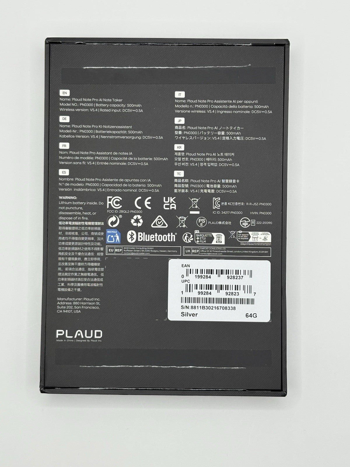 Plaud Note Pro AI Voice Recorder Silver UK Seller Boxed