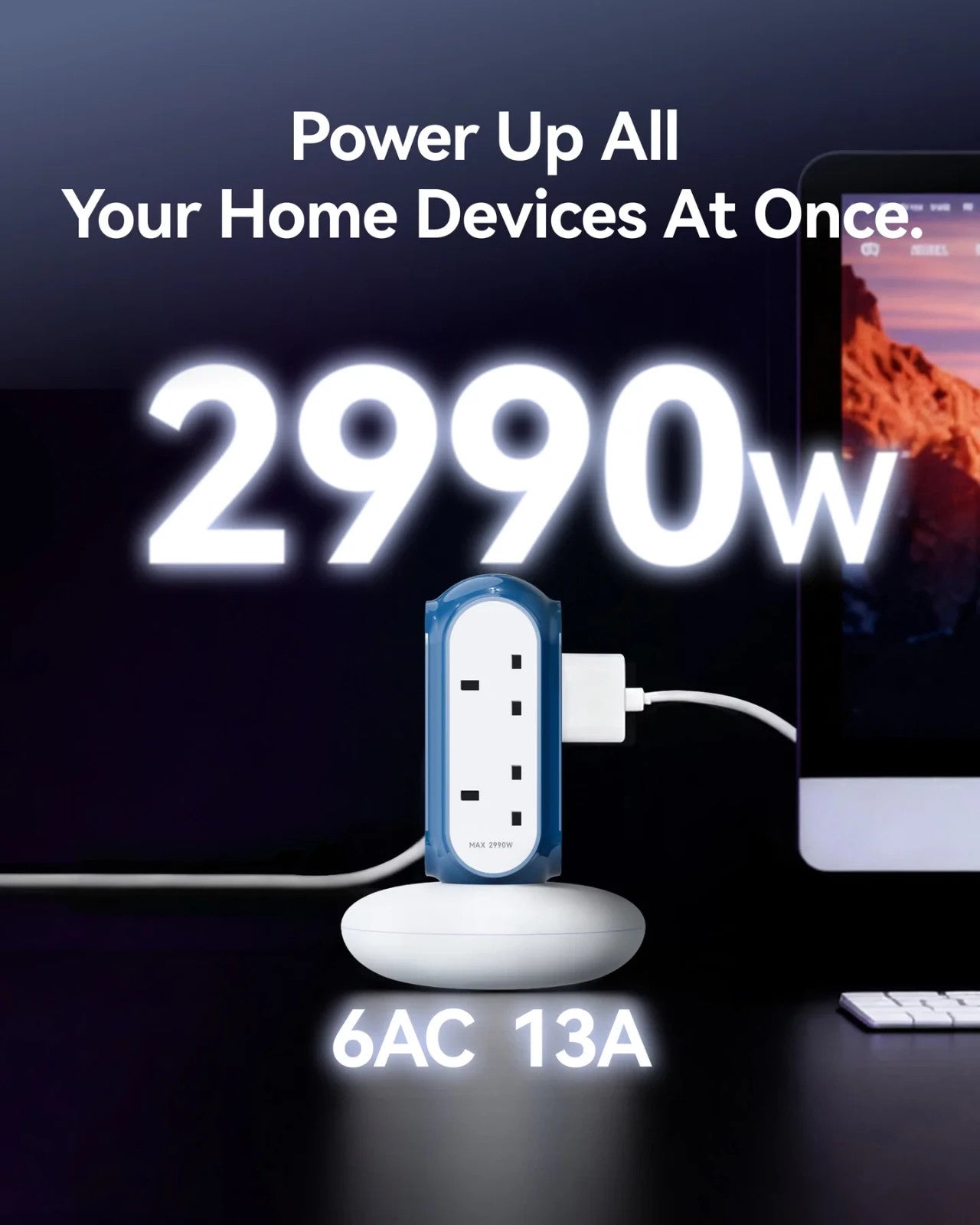 MiaoLab XPC008-UK Tower Power Strip with 6 AC 2990W Brand New Sealed