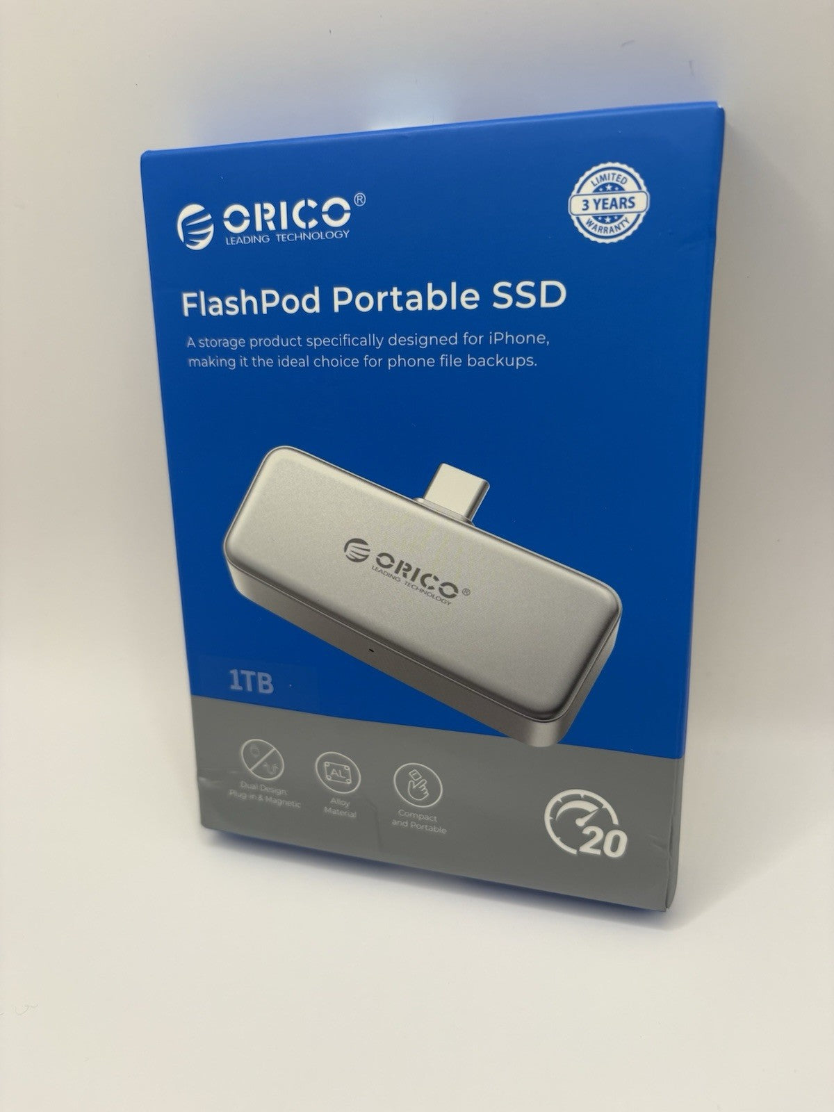 ORICO FlashPod 1TBMagnetic Portable SSD Up to 2000MB/s iPhone Tablet Laptop