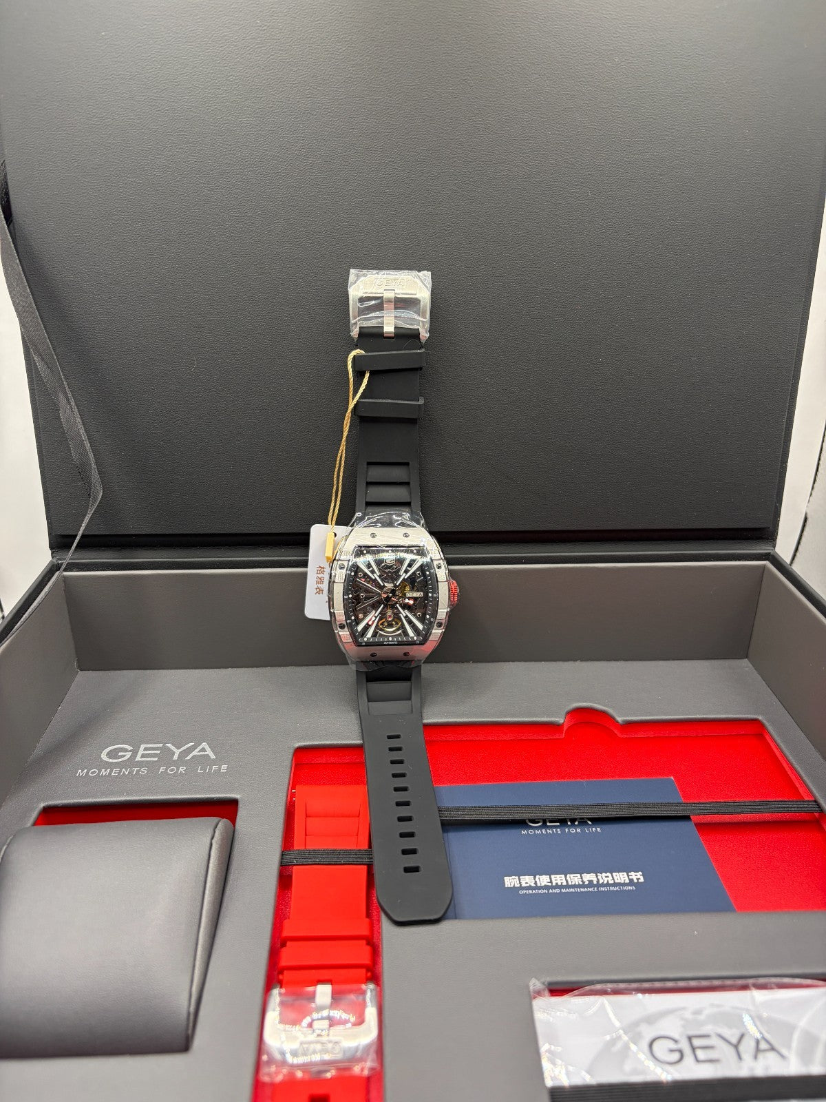 Geya G8253 Stainless Steel Series Automatic Watch Opened Never Used Warranty