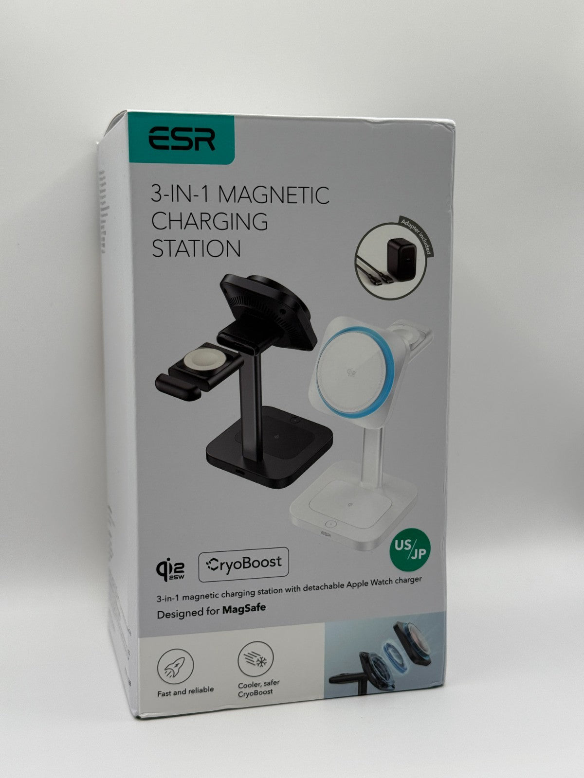 ESR 3 in 1 Wireless Charging Station CryoBoost 25W iPhone Watch AirPods Black