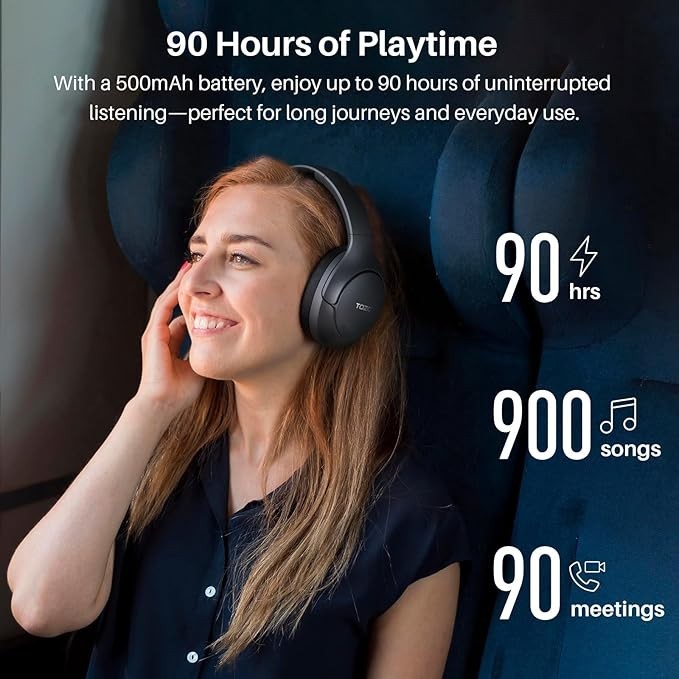 TOZO HT3 Bluetooth Headphones Active Noise Cancelling AI Black Sealed Brand New