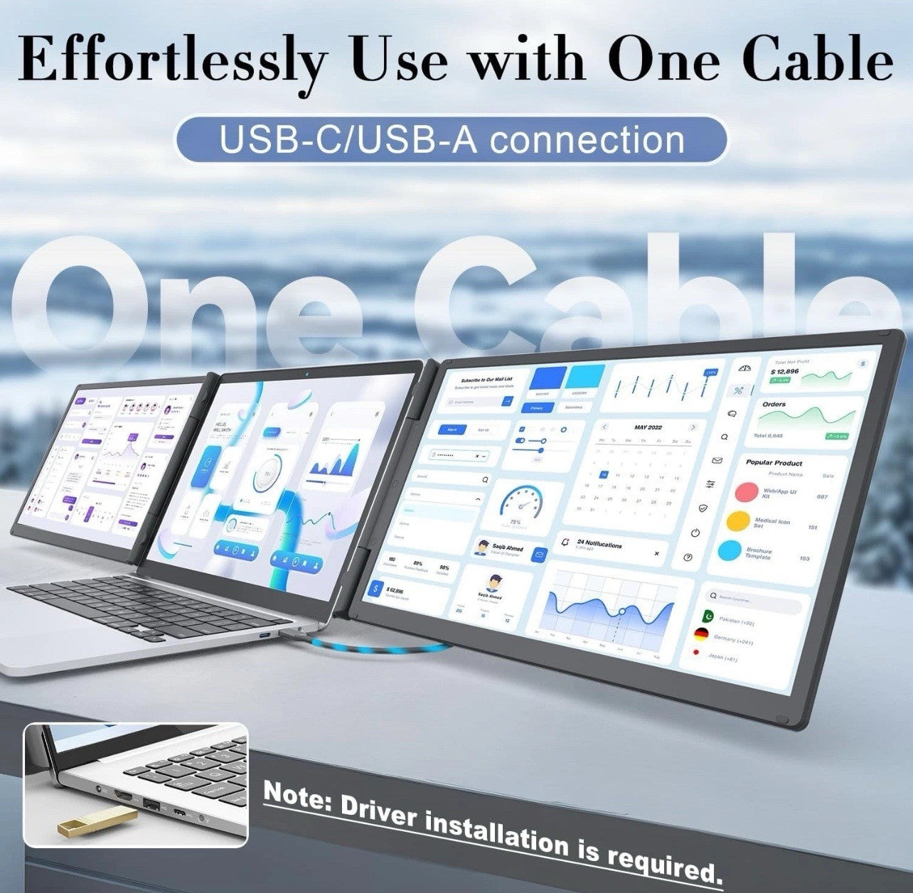 Teamgee 15.6" FHD Laptop Screen Extender With Power Bank (Portable, Ultra Slim)