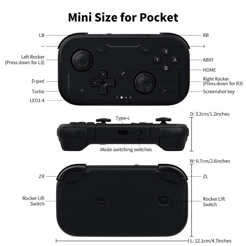 AceGamer T50 Wireless Pocket Controller Black Opened Never Used Pc Mac Mobile NS