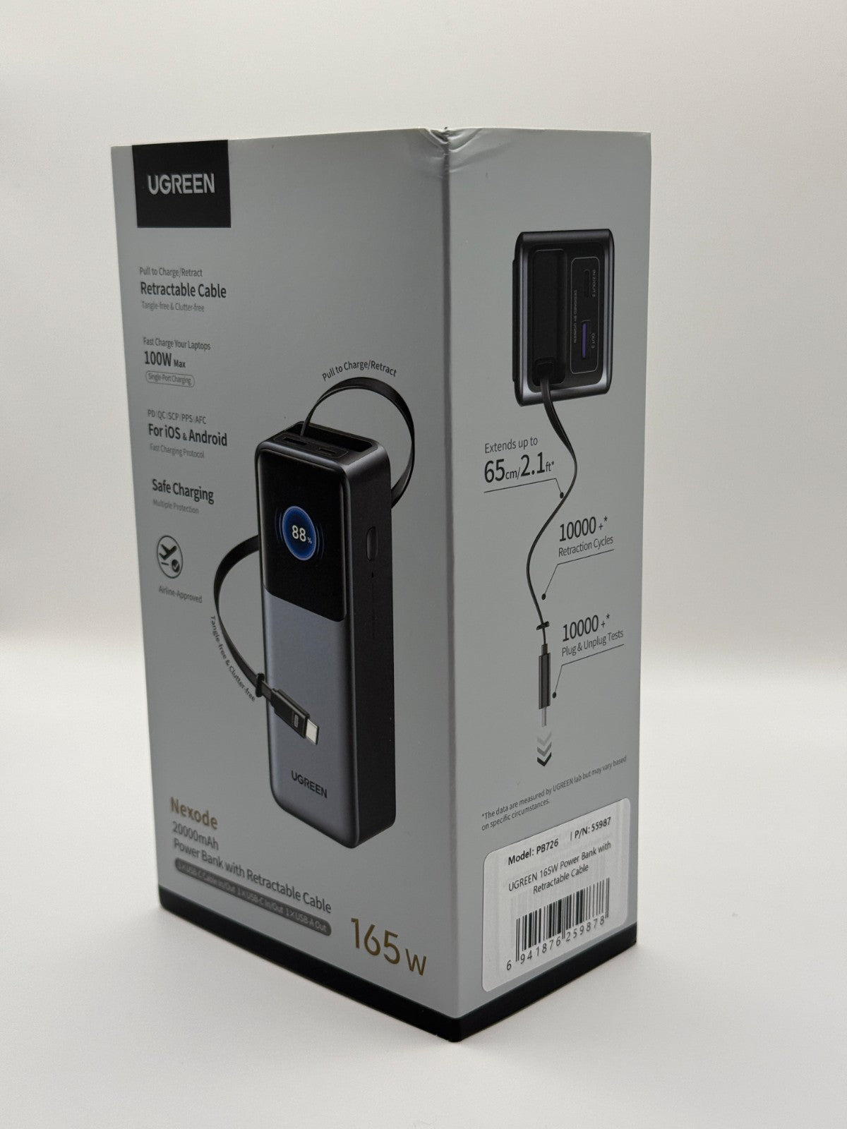 Ugreen nexode 20000 mah 165w Power Bank Retractable Cable New Sealed