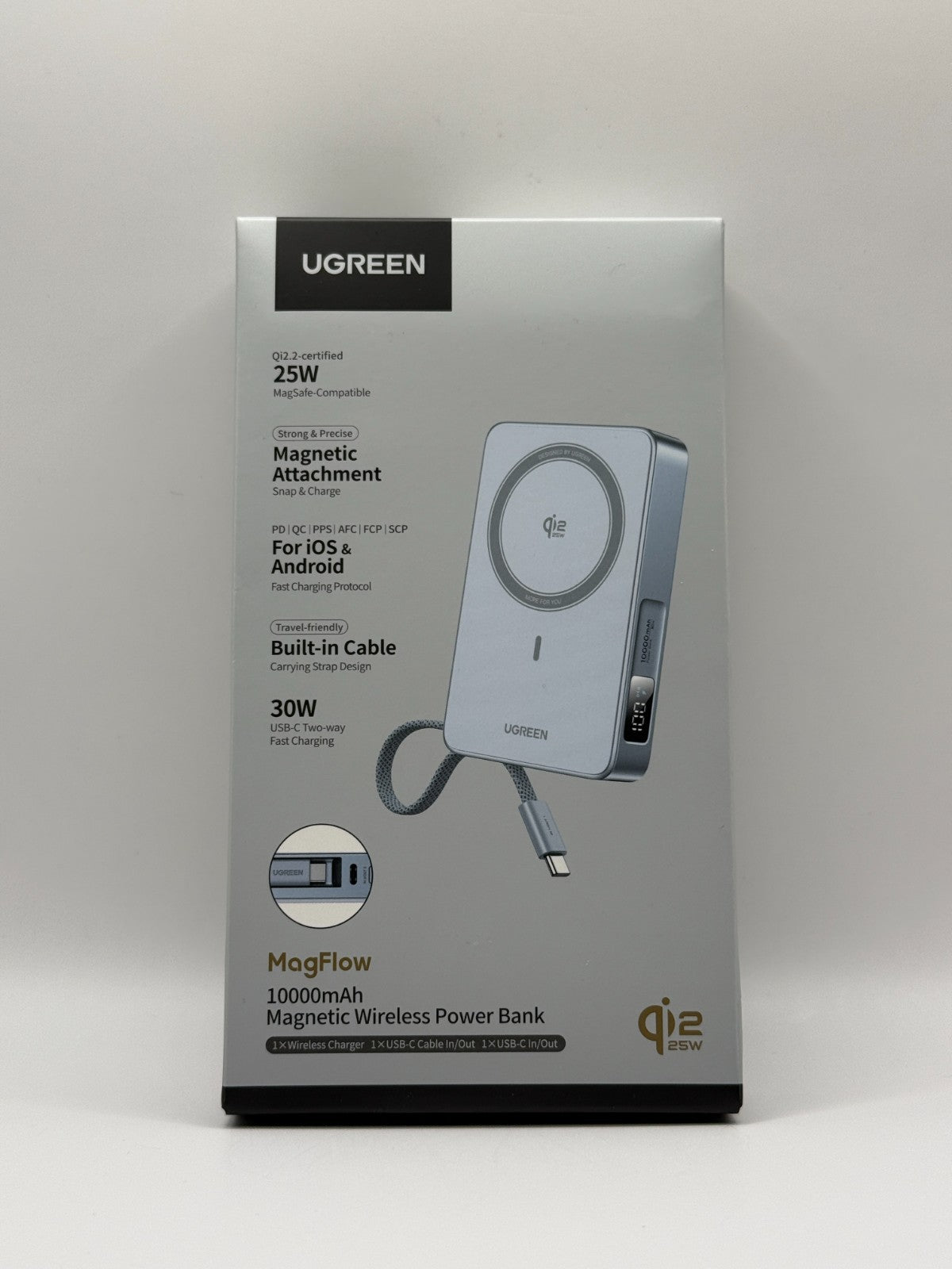 Ugreen MagFlow For MagSafe Power Bank Qi2 25W Wireless Fast Charging 10000mAh
