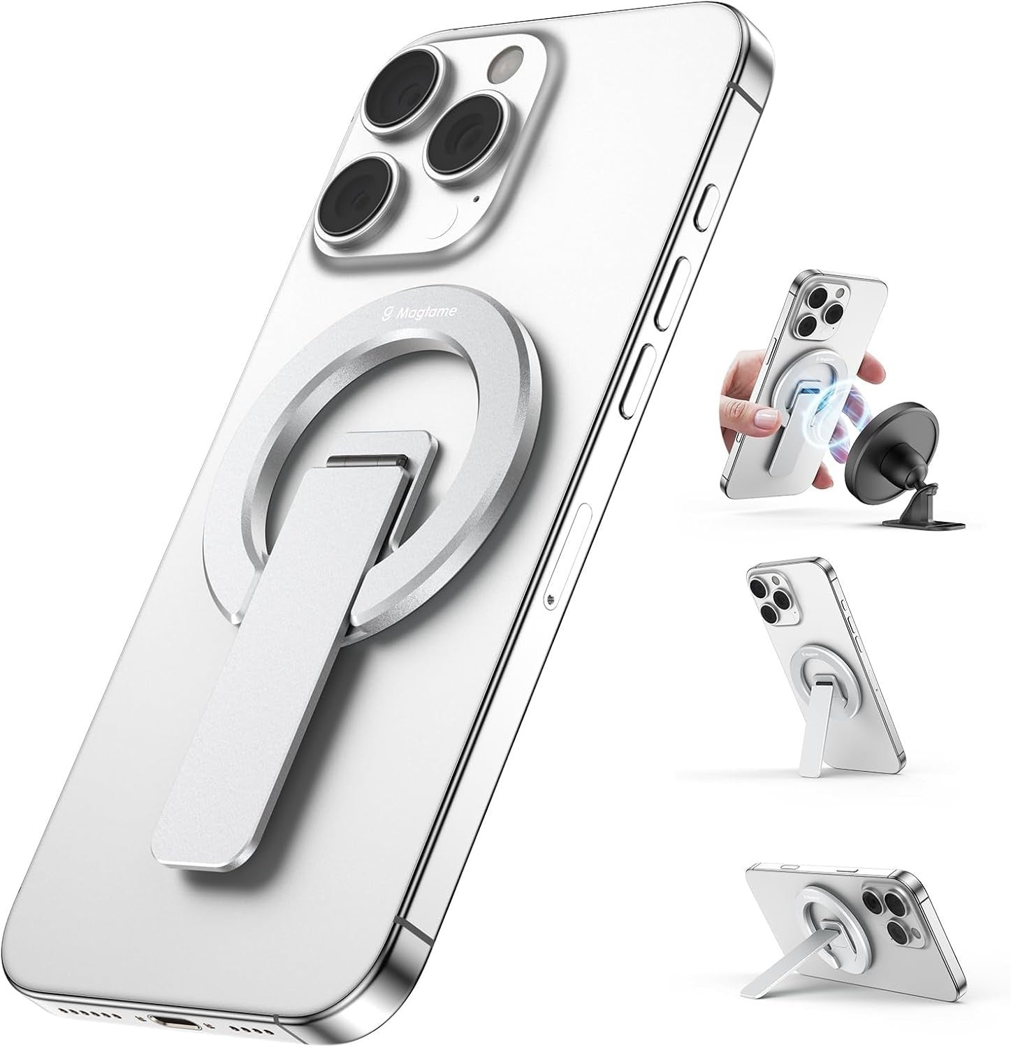 Magtame Magnetic Phone Stand Grip Double Sided Strong Magnetic Holder Silver New
