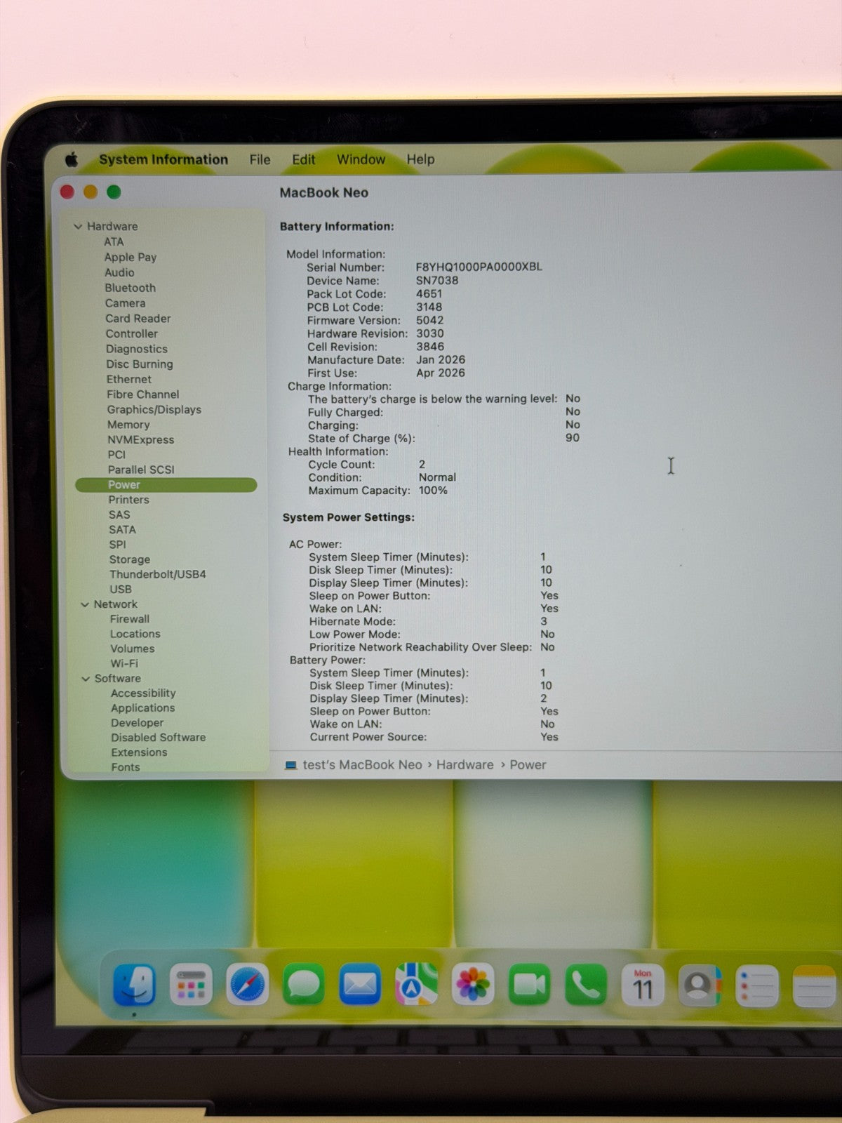 Apple Macbook Neo 256GB 13-inch Laptop Citrus A18 Pro chip 2026 Excellent