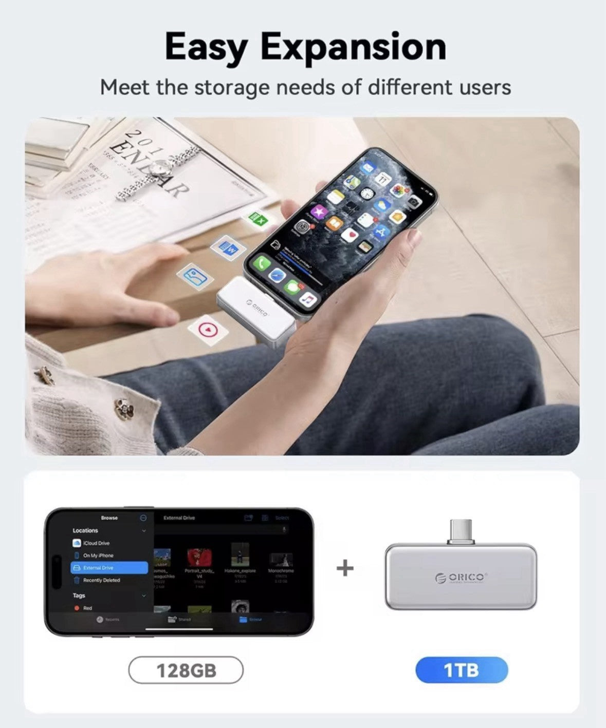 ORICO FlashPod 1TBMagnetic Portable SSD Up to 2000MB/s iPhone Tablet Laptop