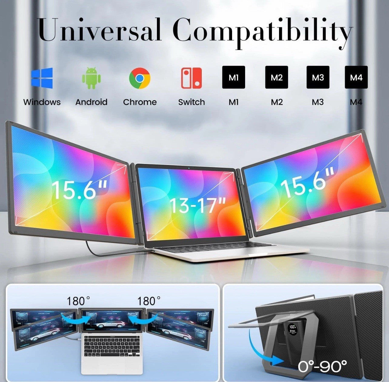 Teamgee 15.6" FHD Laptop Screen Extender With Power Bank (Portable, Ultra Slim)