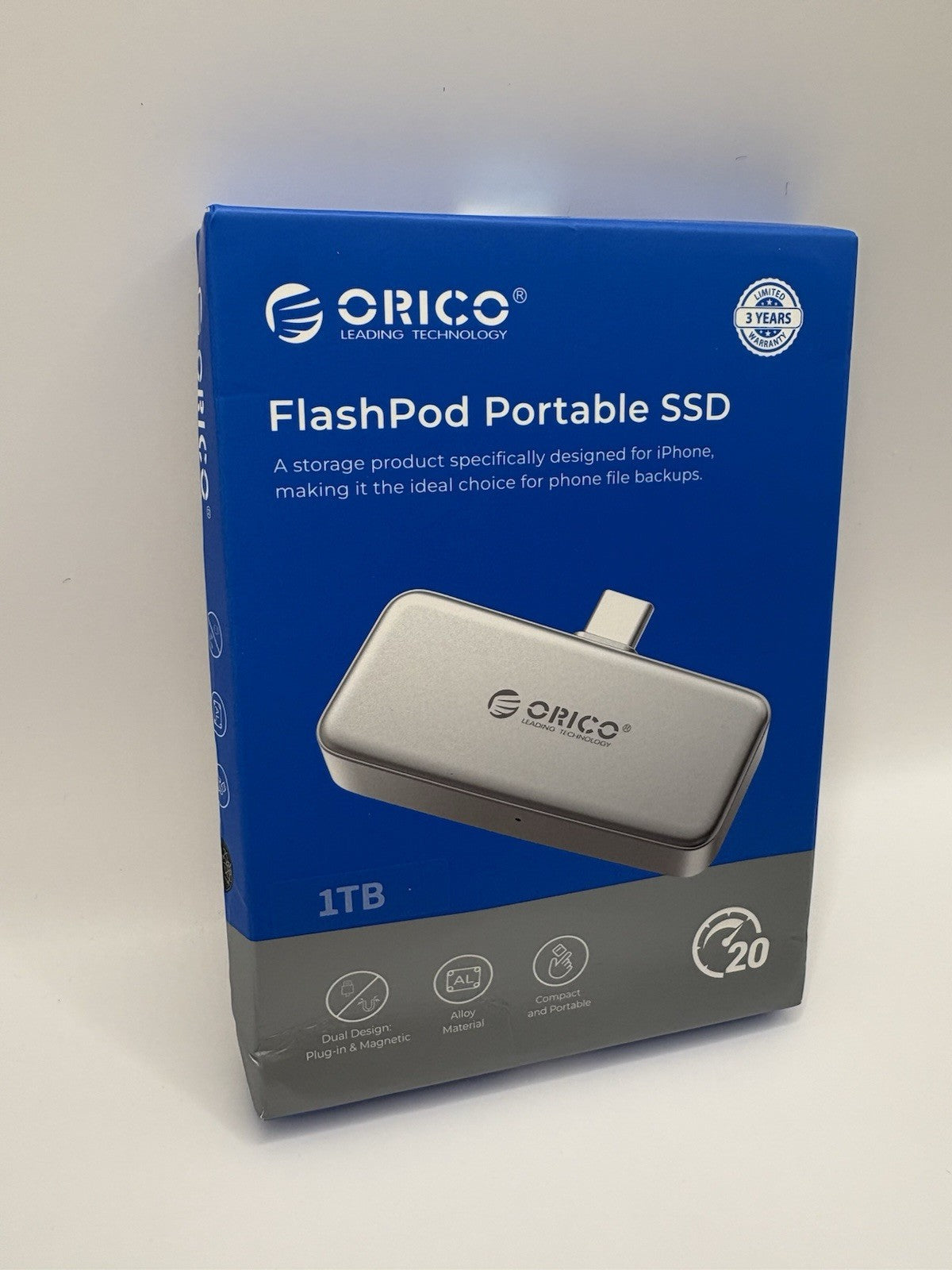 ORICO FlashPod 1TBMagnetic Portable SSD Up to 2000MB/s iPhone Tablet Laptop