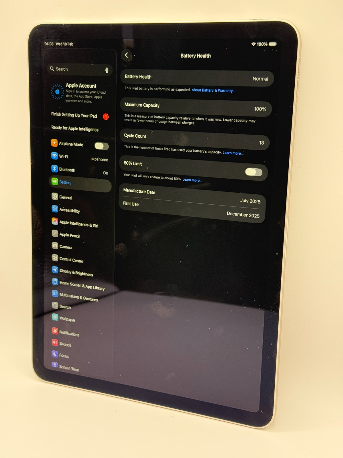 Apple Ipad Air 11" M3 128GB Wifi Starlight Boxed Warranty Excellent Condition