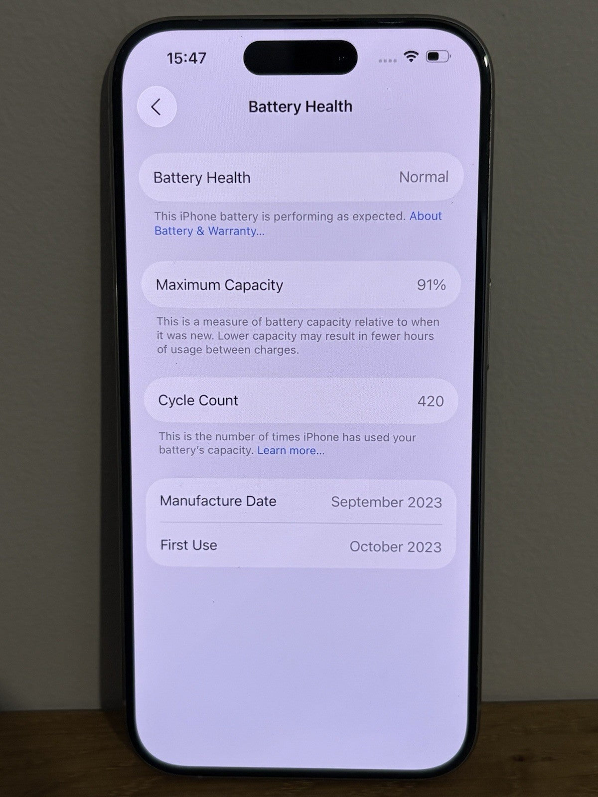 Apple iPhone 15 Pro 128GB (PP150) Natural Titanium Unlocked Warranty