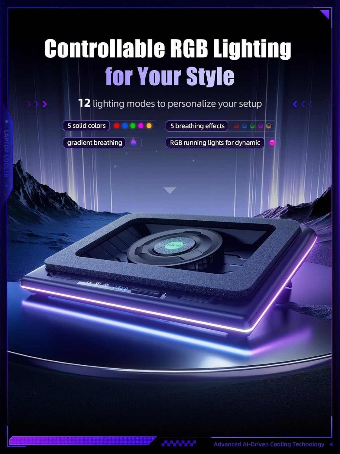 llano V12 Ultra Laptop Cooling Intelligent Software Control RGB Open Never Used