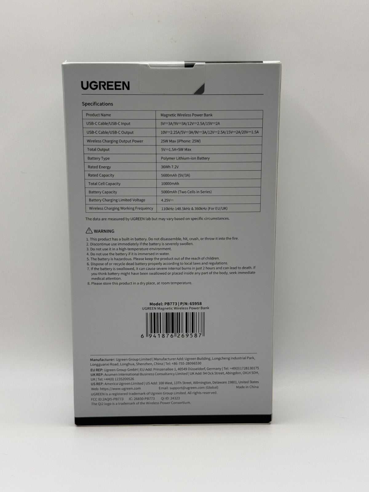 Ugreen MagFlow For MagSafe Power Bank Qi2 25W Wireless Fast Charging 10000mAh