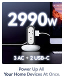 MiaoLab XPC003-UK Tower Power Strip with 3 AC & 2 USB-C 30W 2990W Brand New