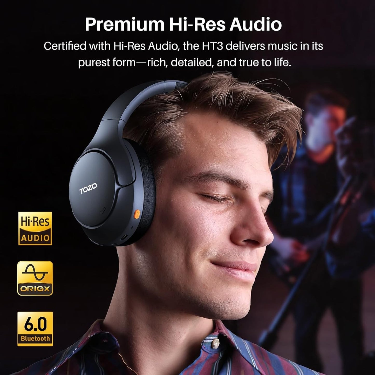 TOZO HT3 Bluetooth Headphones Active Noise Cancelling AI Black Sealed Brand New