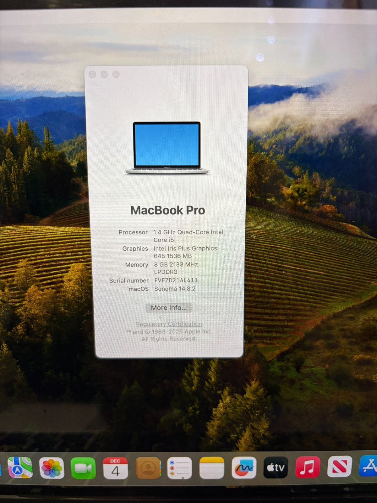 Apple MacBook Pro Retina 13.3" 2019 128GB SSD 8GB Ram 1.4GHz Core i5 Grey