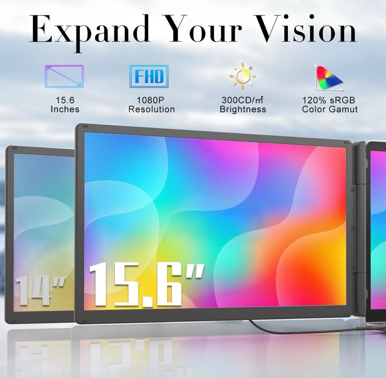 Teamgee 15.6" FHD Laptop Screen Extender With Power Bank (Portable, Ultra Slim)