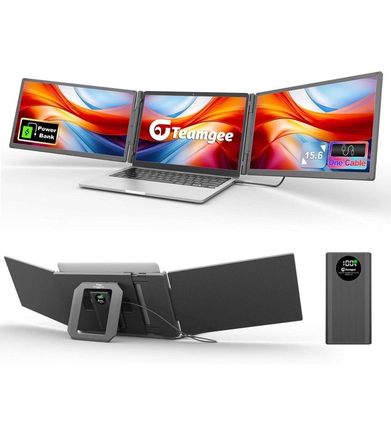 Teamgee 15.6" FHD Laptop Screen Extender With Power Bank (Portable, Ultra Slim)