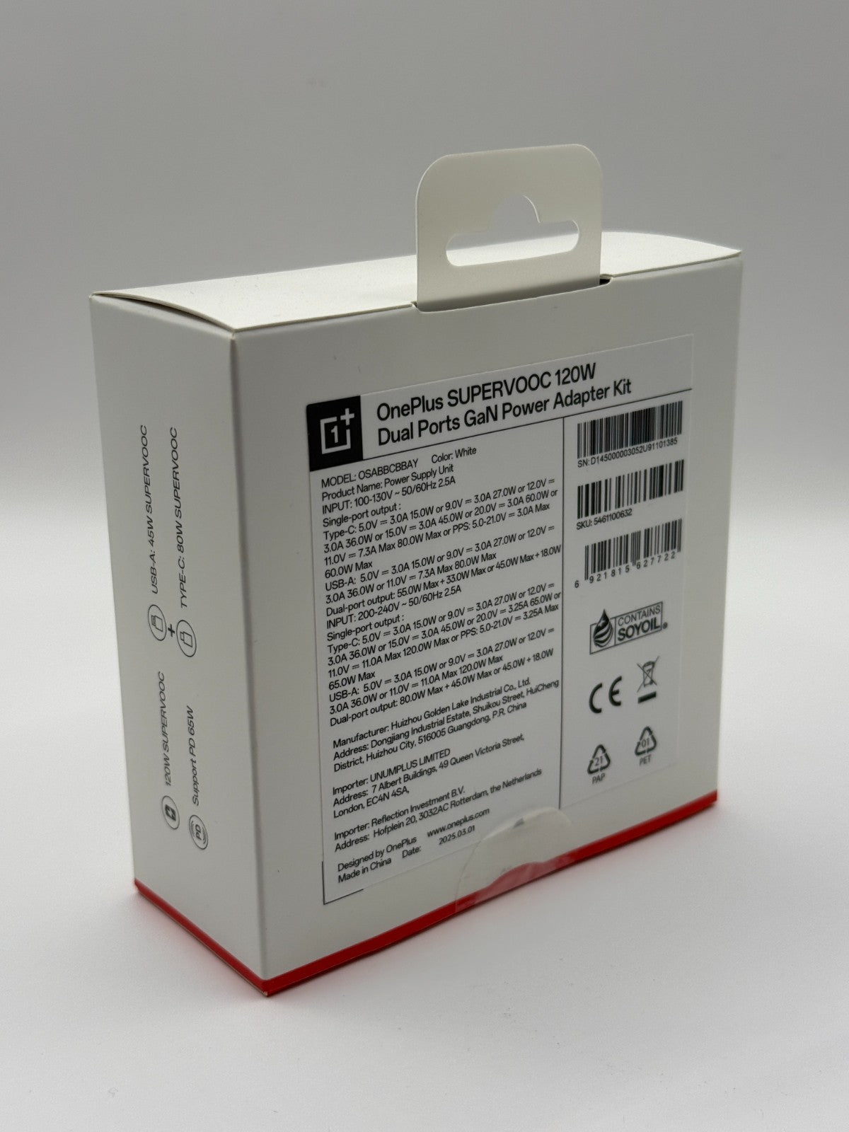 OnePlus Supervooc 120W Dual Ports GaN Power Adapter Kit White UK Version New
