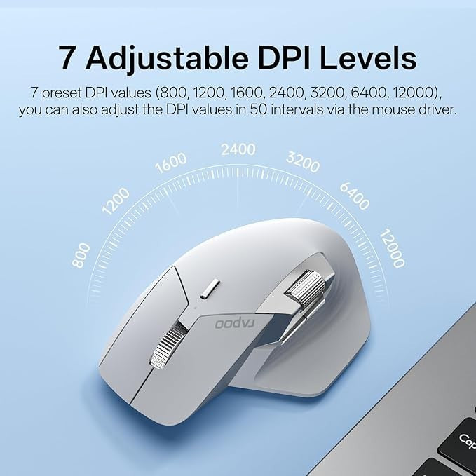 RAPOO MT760 PRO Wireless Mouse 12K DPI Bluetooth 120 Days Battery 7 Devices