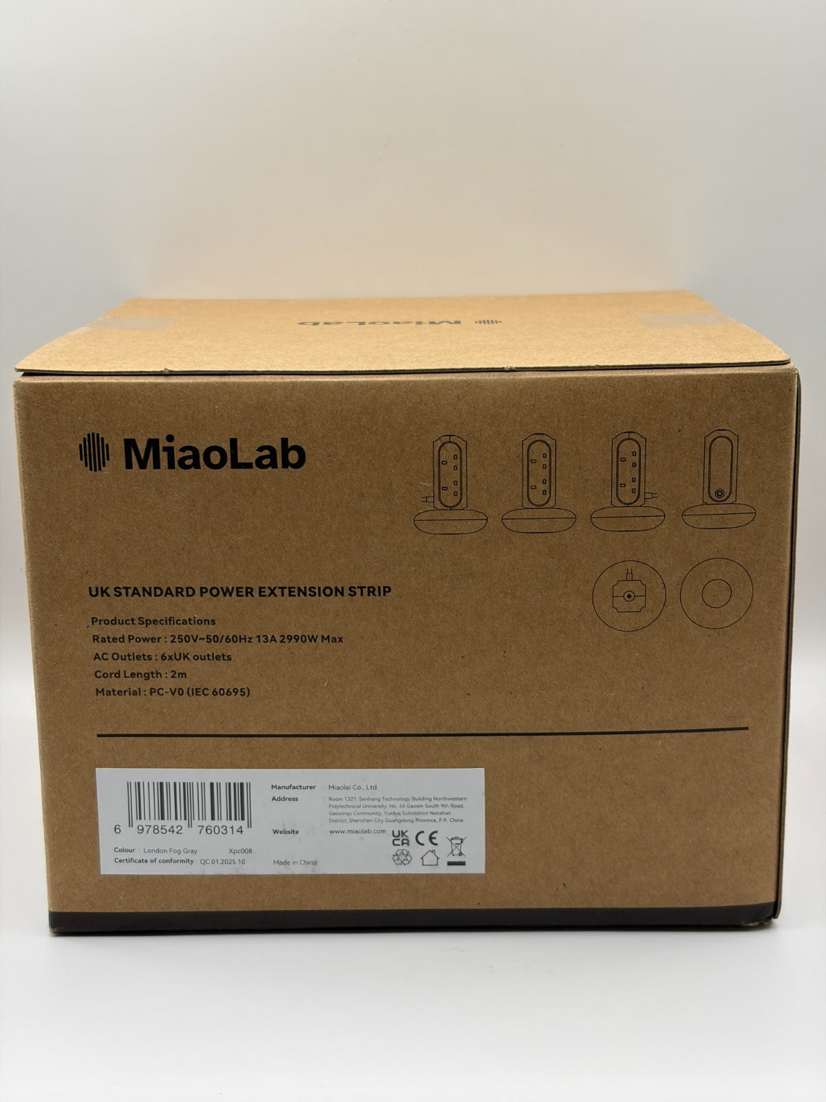 MiaoLab XPC008-UK Tower Power Strip with 6 AC 2990W Brand New Sealed
