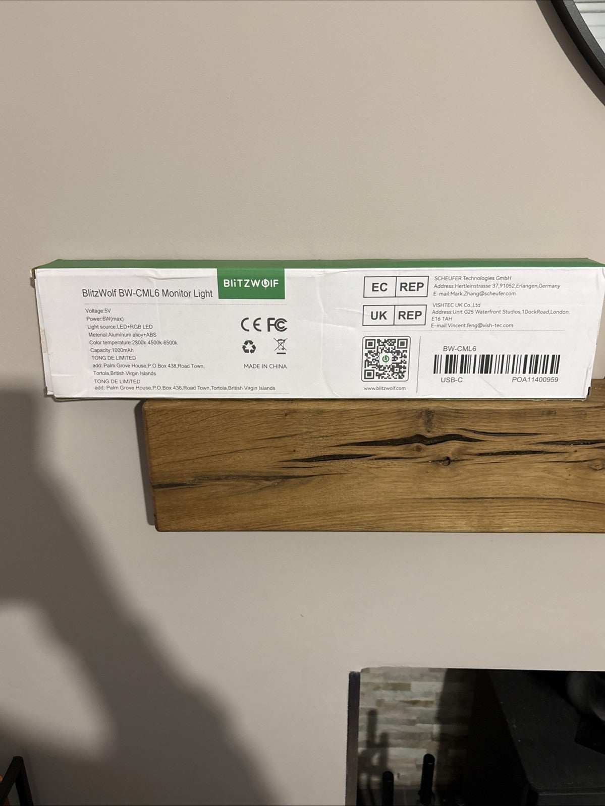 Blitzwolf BW-CML6 Monitor Light Boxed