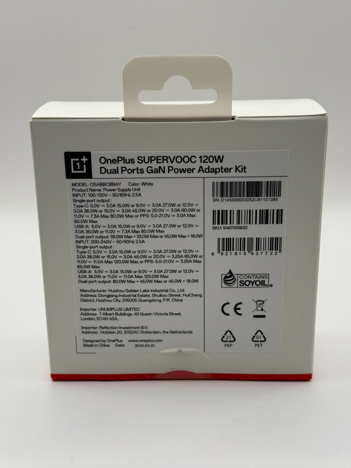 OnePlus Supervooc 120W Dual Ports GaN Power Adapter Kit White UK Version New