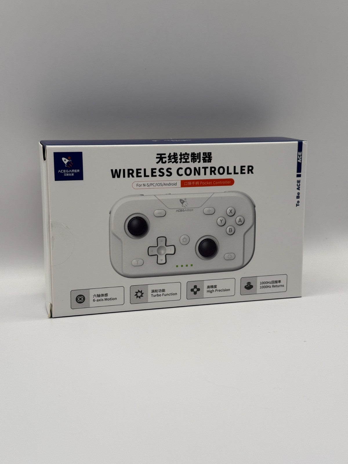 AceGamer T50 Wireless Pocket Controller White Opened Never Used Pc Mac Mobile NS