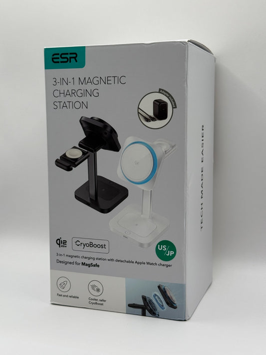 ESR 3 in 1 Wireless Charging Station CryoBoost 25W iPhone Watch AirPods Black