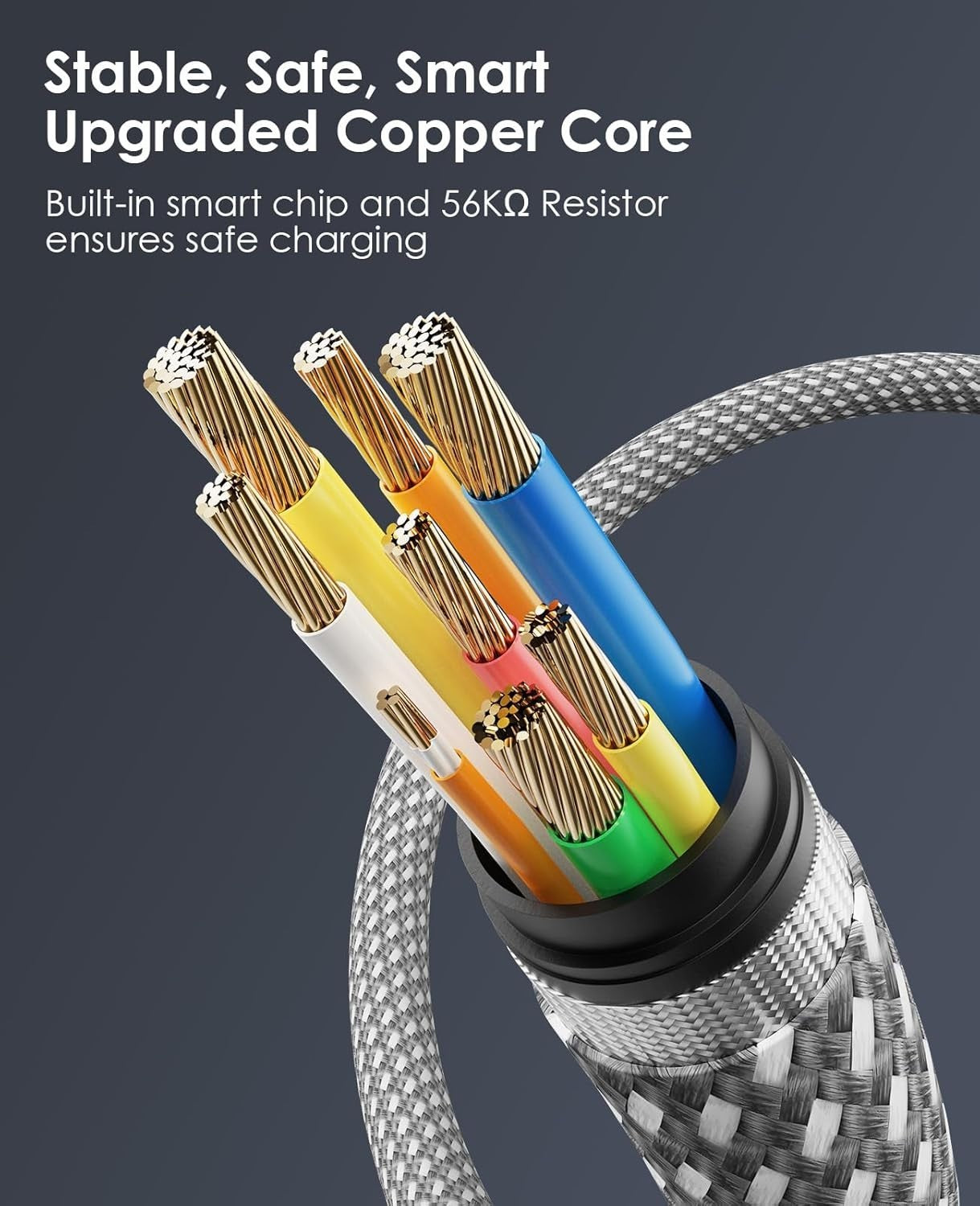 Magtame Magnetic USBC To C Cable Coiled 1.5M Flexible Cord 60W 480Mbps White New