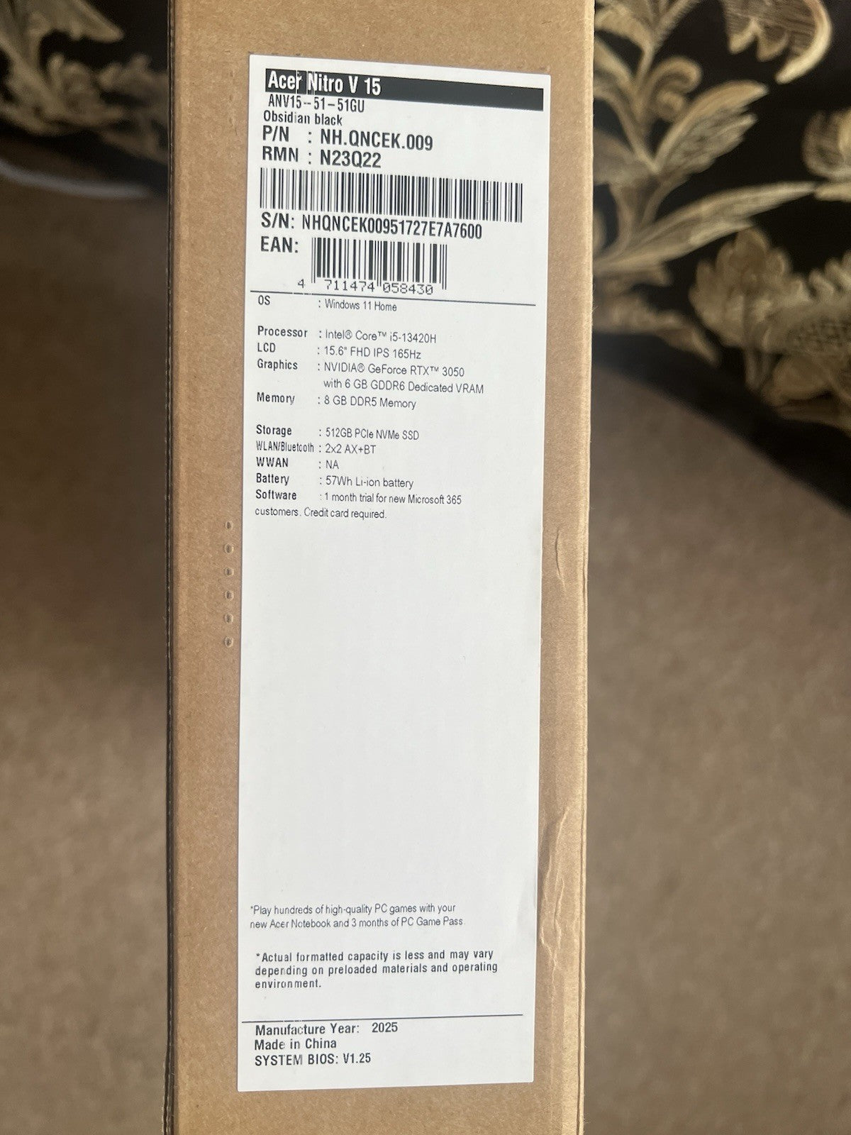 Acer Nitro 5 15 165Hz Gaming Laptop (C227) i5 13th Gen 8GB 512GB RTX 3050 + Pad