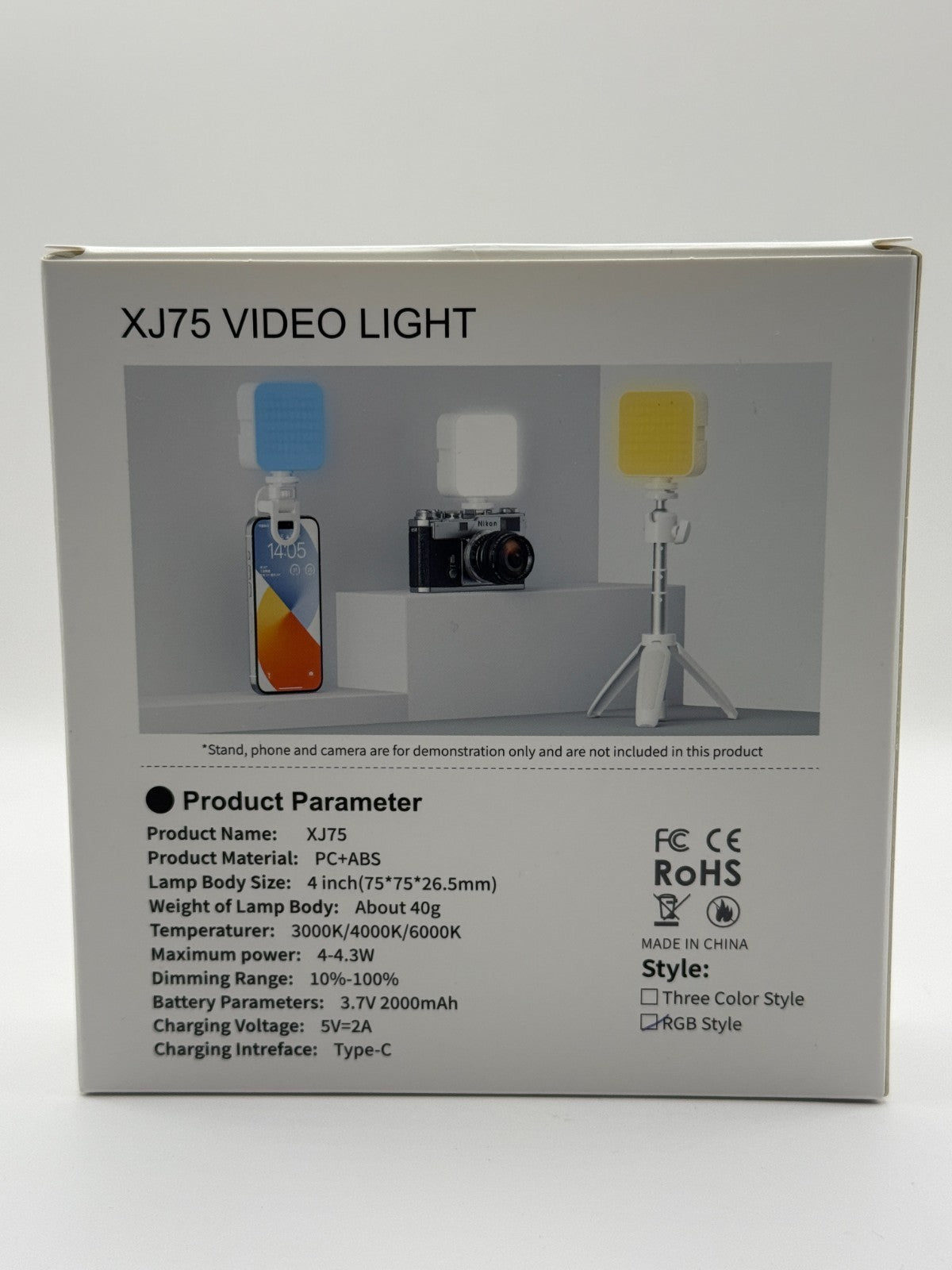 Neewer XJ75 Pocket LED Video Light Rgb White Live Streaming VLOG Video Selfie