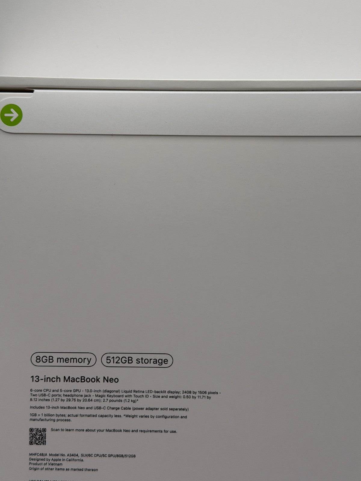 Apple Macbook Neo 512GB 13-inch Laptop Silver A18 Pro chip 2026 Brand New Sealed