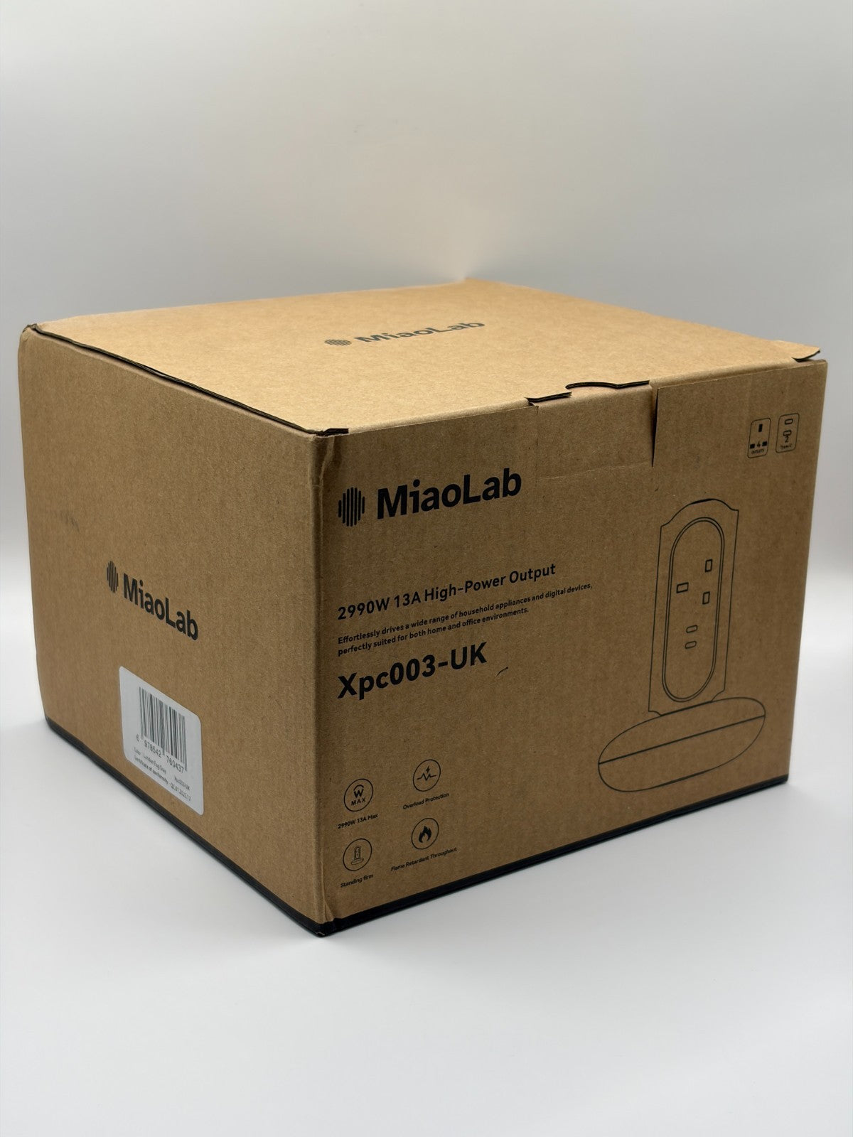 MiaoLab XPC003-UK Tower Power Strip with 3 AC & 2 USB-C 30W 2990W Brand New