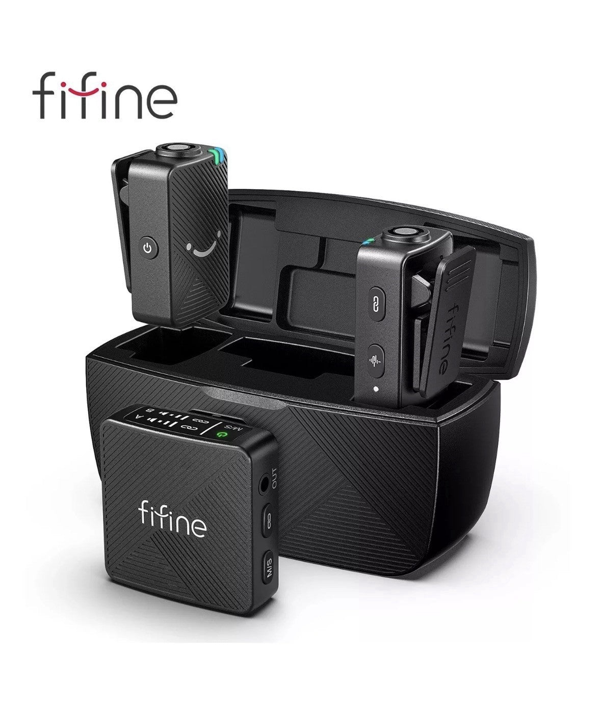 FIFINE M9 Wireless Lavalier Microphone 2 Pack Cordless Lapel Mic System