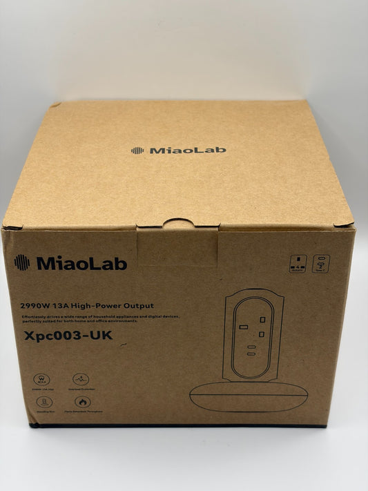 MiaoLab XPC003-UK Tower Power Strip with 3 AC & 2 USB-C 30W 2990W Brand New