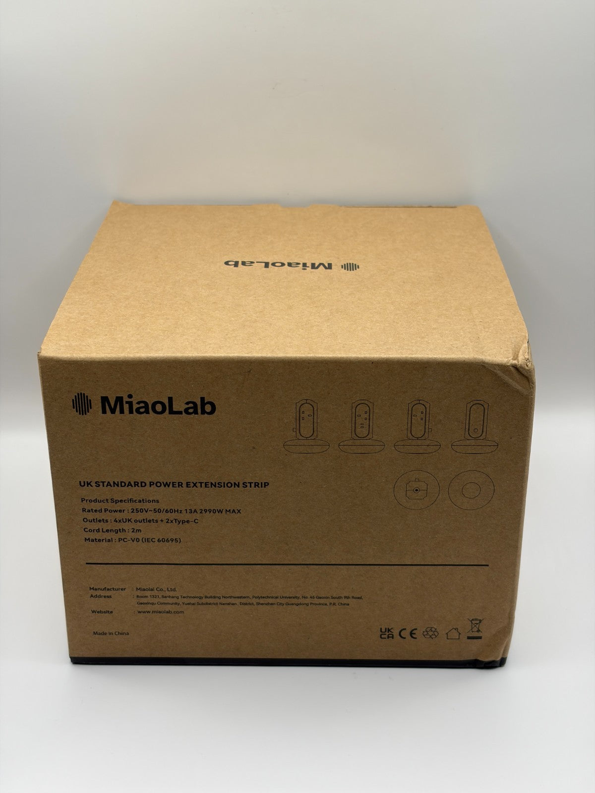 MiaoLab XPC003-UK Tower Power Strip with 3 AC & 2 USB-C 30W 2990W Brand New