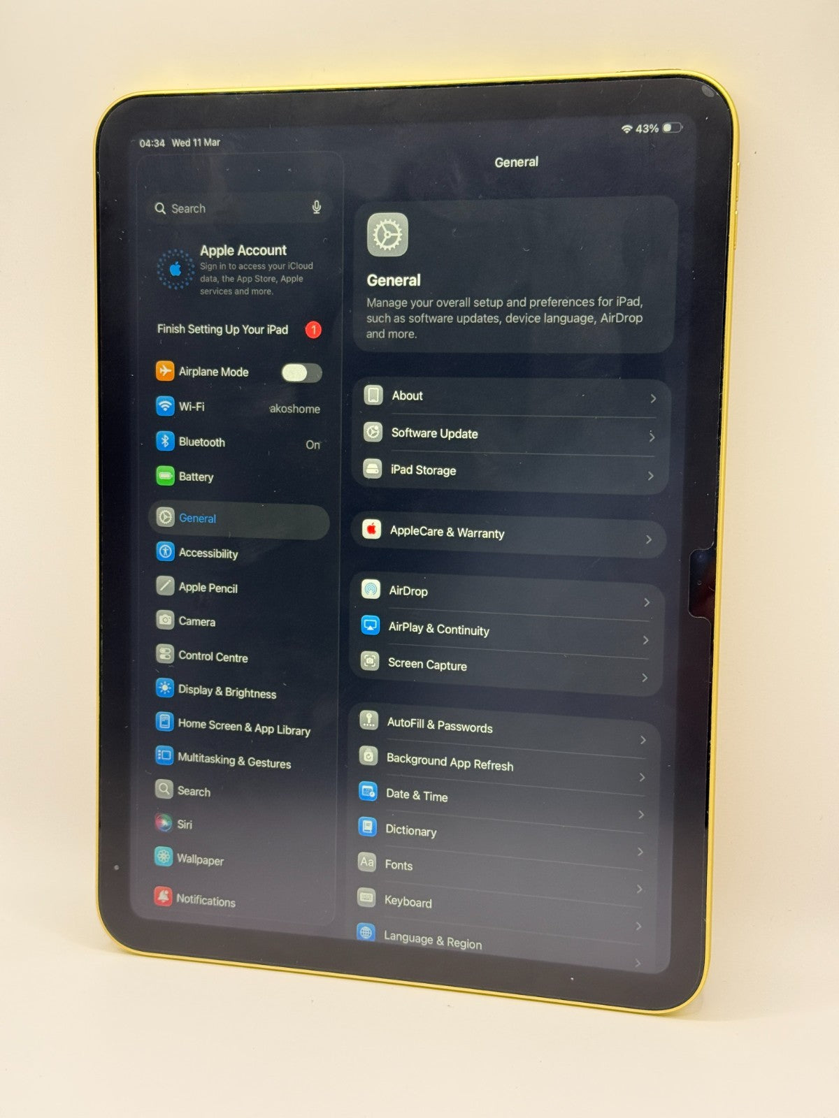 Apple Ipad 10th Generation 64GB Wi-Fi 10.9in Yellow Excellent Condition