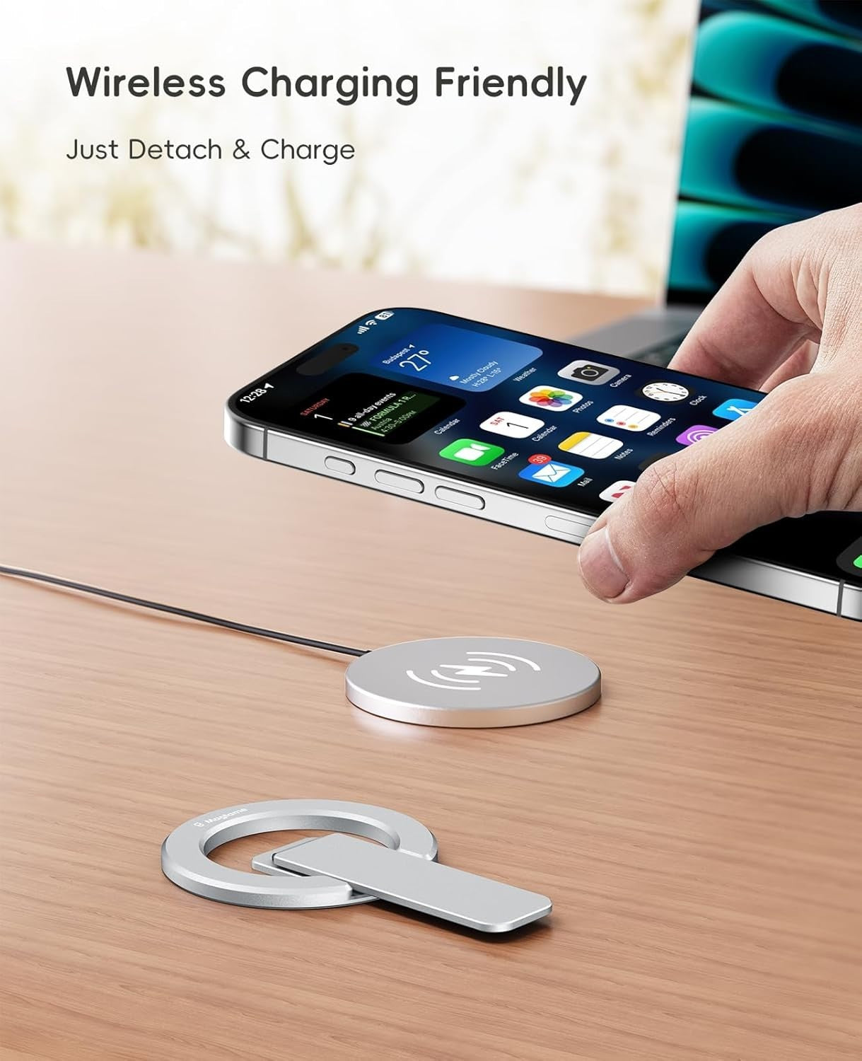 Magtame Magnetic Phone Stand Grip Double Sided Strong Magnetic Holder Silver New