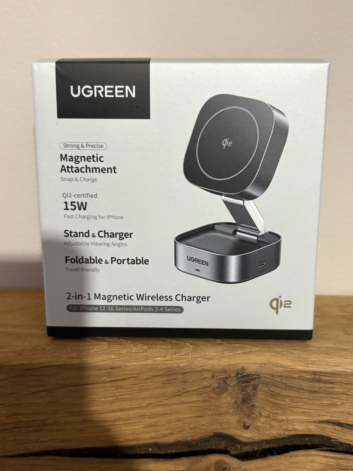 UGREEN MagSafe Charger Compatible 15W Wireless Stand 2in1 Magnetic iPhone