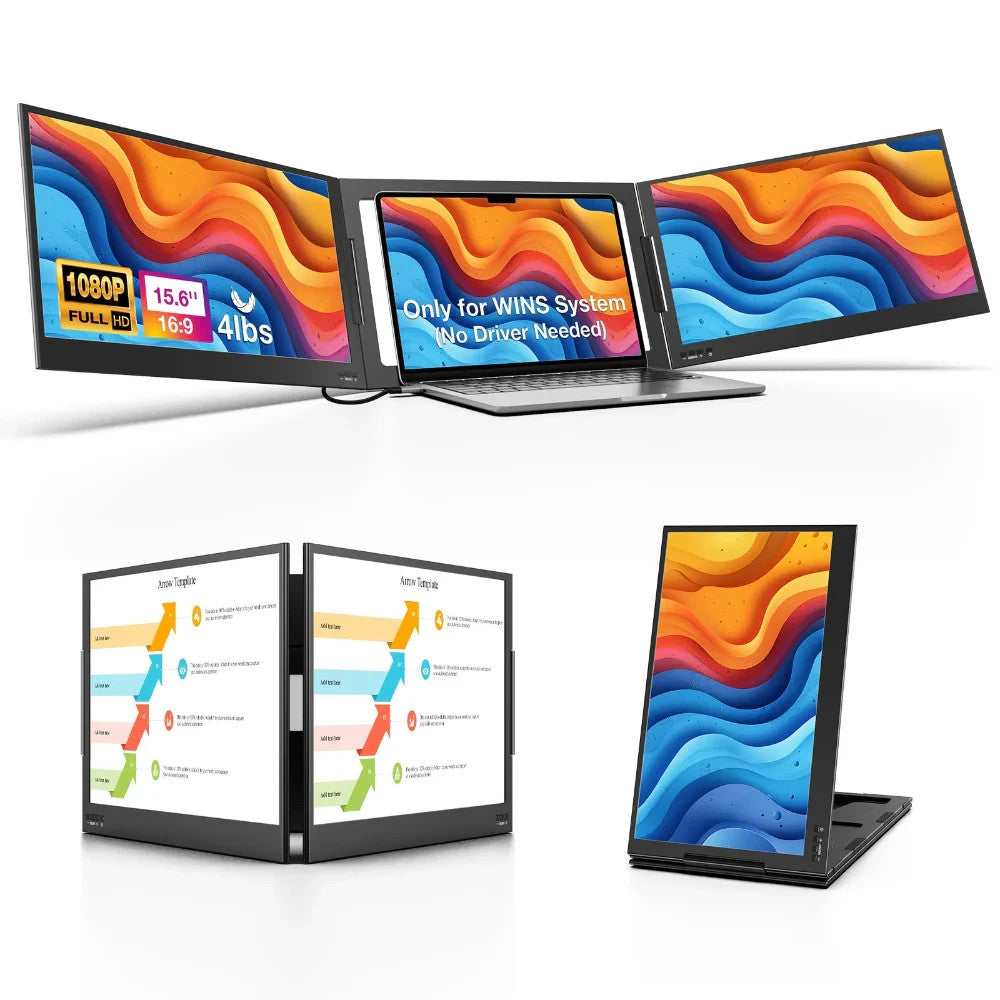 QQH Z80 Portable Dual Monitor Setup For Notebooks Dual 1080P Full HD Ips Led