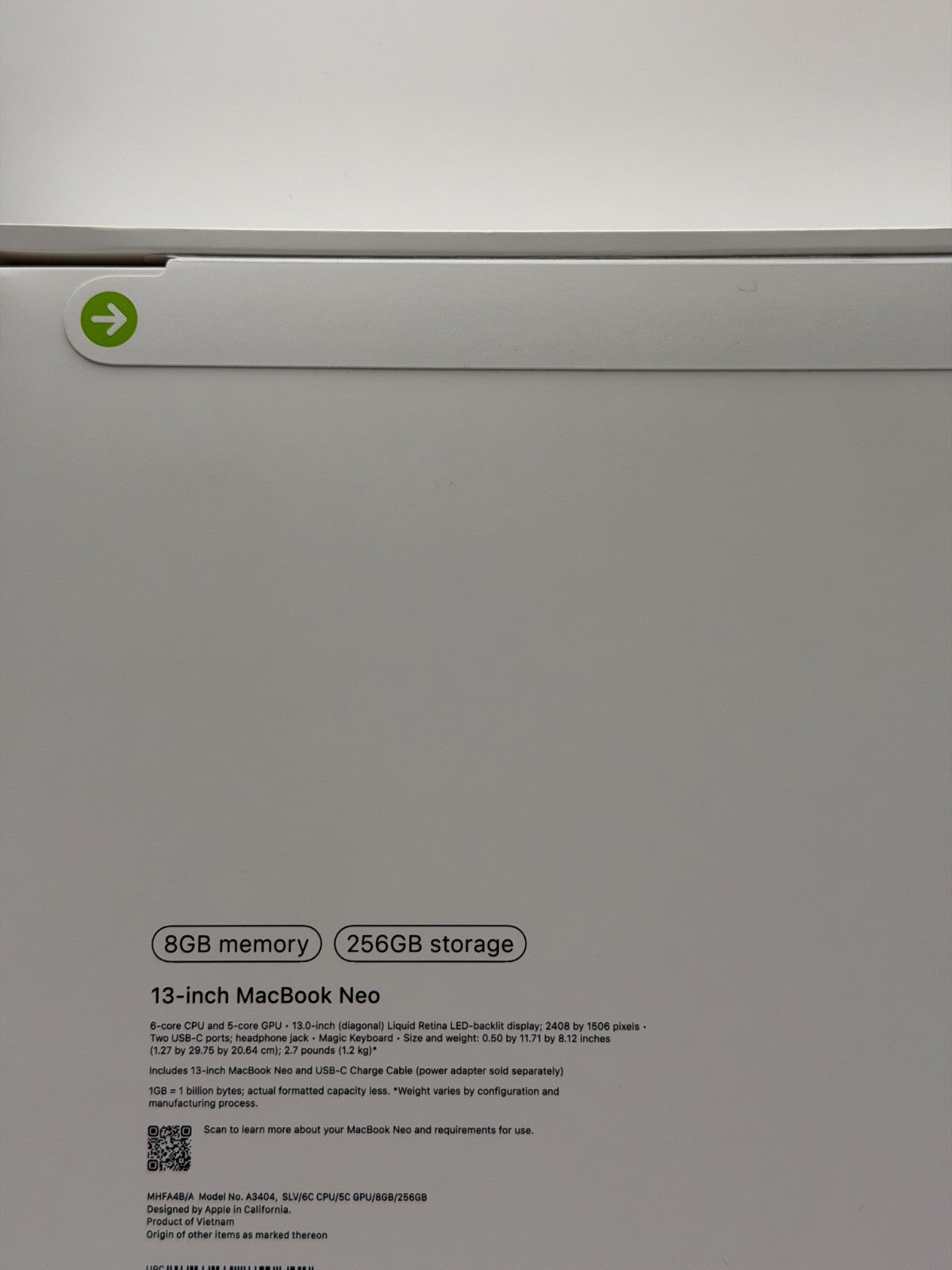 Apple Macbook Neo 256GB 13-inch Laptop Silver A18 Pro chip 2026 Brand New Sealed