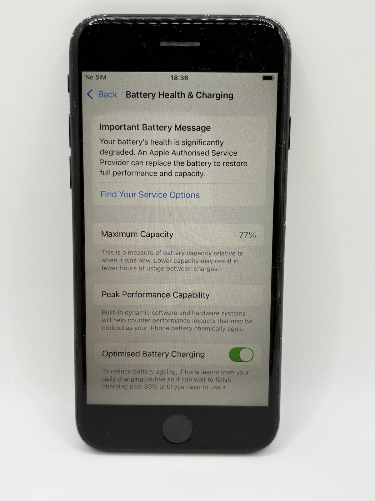 Apple iPhone SE 2nd Gen 64GB Black Unlocked A2296 77% Battery