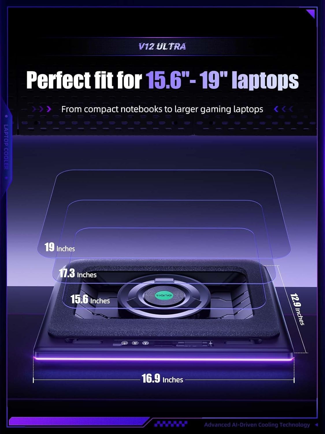 llano V12 Ultra Laptop Cooling Intelligent Software Control RGB Open Never Used